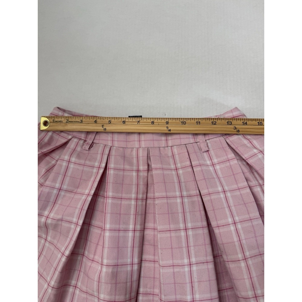 Hot Topic Pink Plaid Pleated School Girl Academia‎ Grunge Goth Emo Skirt SZ M - Picture 6 of 8